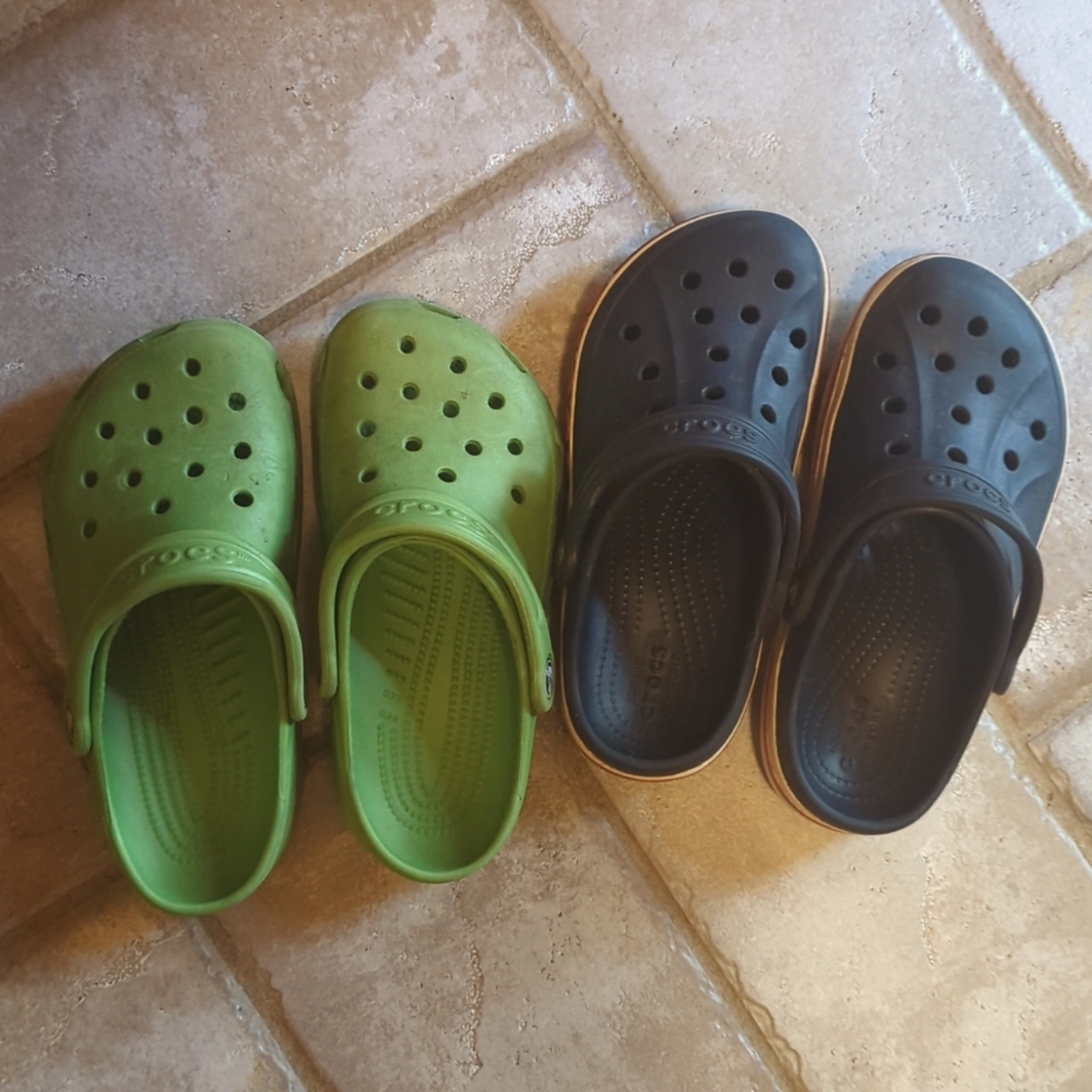 Pair of Kids Crocs, Size 1 2 and J2